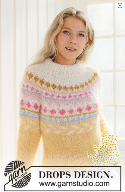 Se 231-55 Lemon Meringue Sweater by DROPS Design, fra Viking hos Kukuk.dk