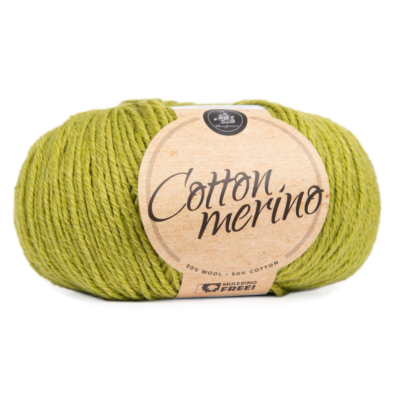 Se Mayflower Cotton Merino - Mørk Citron 025, Merinogarn, fra Mayflower hos Kukuk.dk
