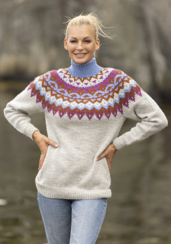 "Kraft" genser- Viking Design 2329-1E Kit - XS-XXL - Viking Wool, fra Viking