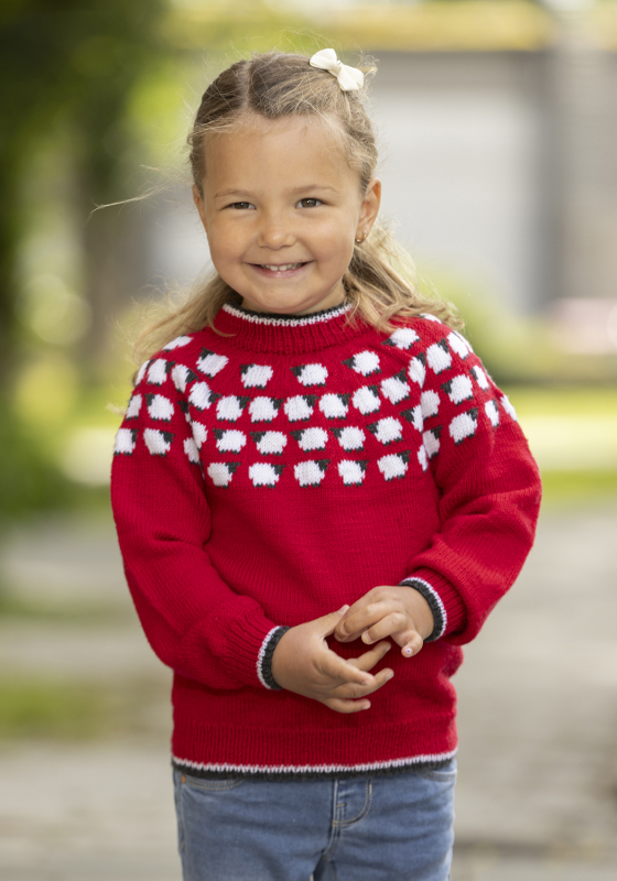 "Mæh mæh lille lam" Genser- Viking Design 2424-5 Kit - 1 - 8år - Viking Baby merino , fra Viking