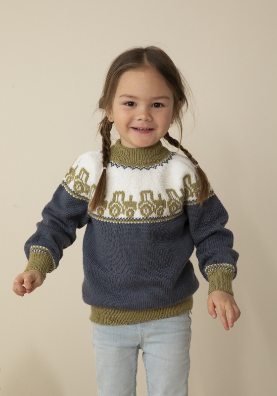"Traktor" Genser - Viking Design 2314-2 Kit - 1 - 8 år - Viking Baby merino, fra Viking