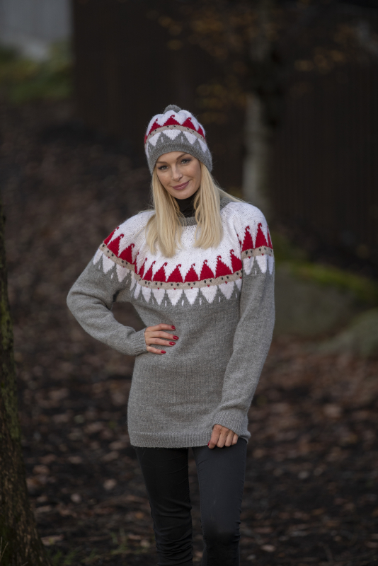 "Nisse" Genser og hue - Viking Design 2032-3 Kit - XXS-XXXL - Viking Alpaca Storm, fra Viking
