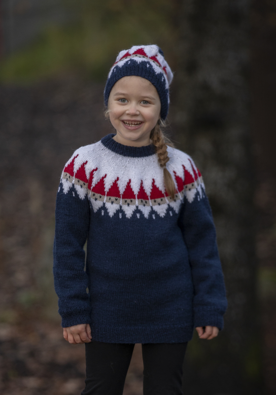 Billede af &quot;Nisse&quot; Genser og hue - Viking Design 2032-5B Kit - 2 - 12 år - Viking Alpaca Storm, fra Viking