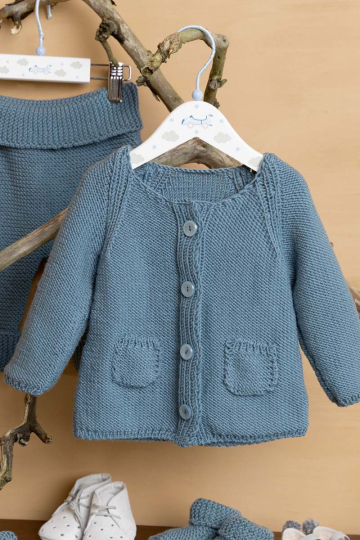 Raglan jakke - Lang yarns 248-014-001 Kit - str 62 - 80 - Lang yarns merino 120