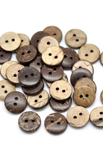 Kokos Knap med 2 huller, 15 mm