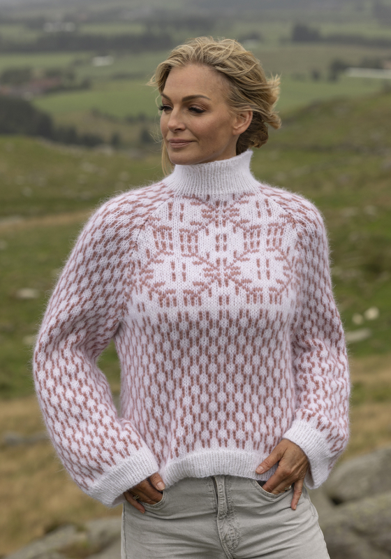 "Hulda" Genser - Viking Design 2519-1B Kit - XS-XXXL - Viking Alpaca Bris, fra Viking