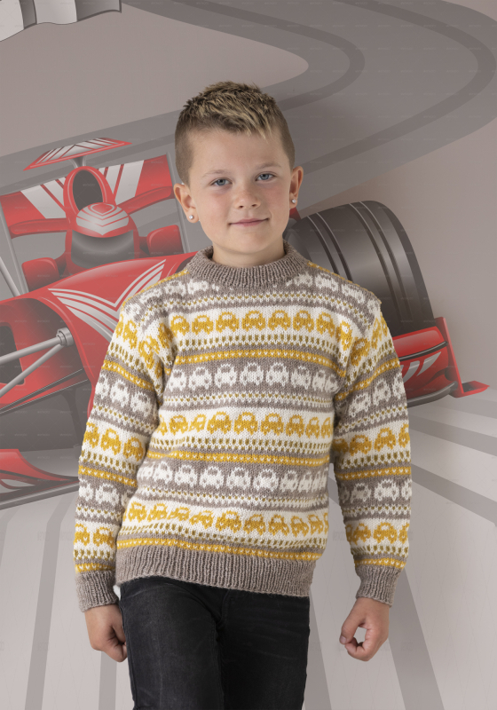 "Broom" Genser - Viking Design 2131-7A Kit - 1-12 År - Viking Alpaca Storm, fra Viking