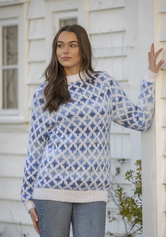 "Mill" Genser - Viking Design 2526-4B Kit - XS-XXL - Viking Alpaca Bris & bris multi, fra Viking