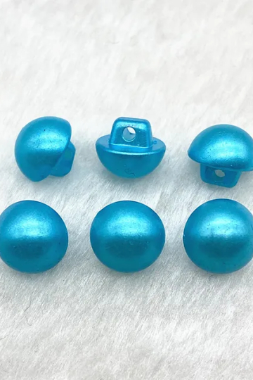 Turkis champignon plastikknap, 10 mm