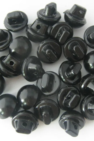 Sort champignon plastikknap, 10 mm