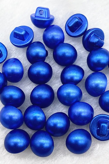 Blå champignon plastikknap, 10 mm 