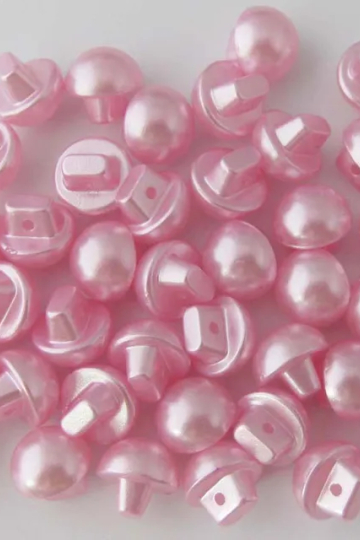 Lyserød champignon plastikknap, 10 mm