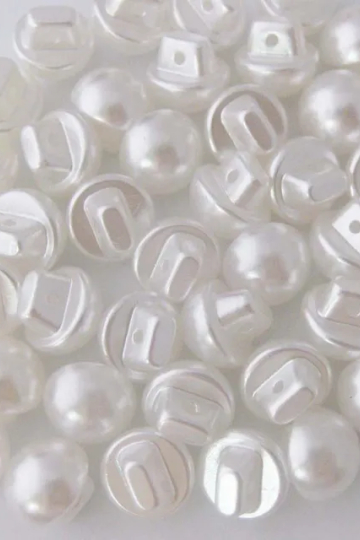 Hvid champignon plastikknap, 10 mm