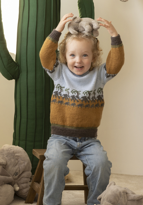 Elefant genser - Viking Design 2401-3 Kit - 2 - 12 år - Viking Baby ull, fra Viking