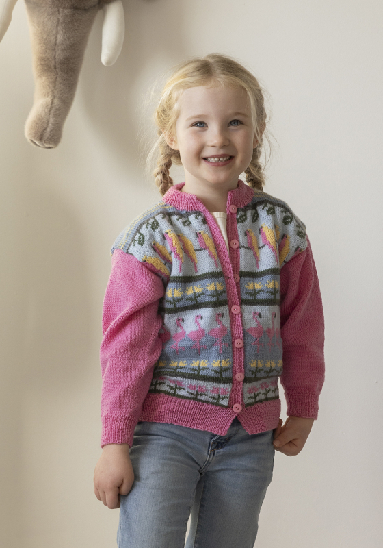 Flamingo cardigan - Viking Design 2401-5 Kit - 2 - 12 år - Viking Baby ull, fra Viking