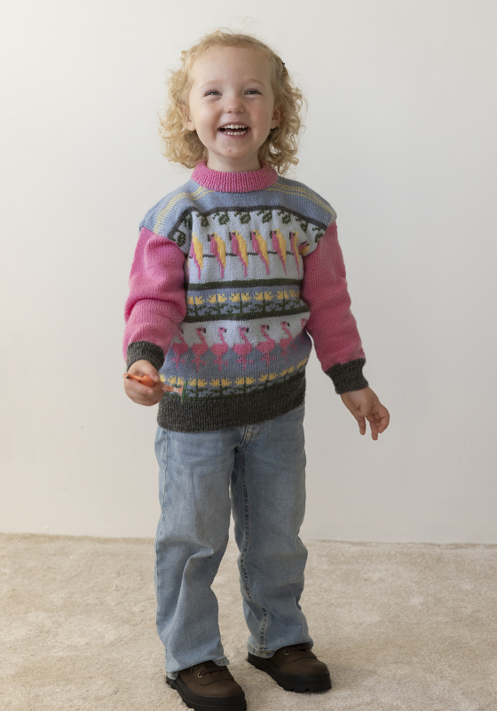 Flamingo genser - Viking Design 2401-6 Kit - 1 - 10 år - Viking Baby ull, fra Viking