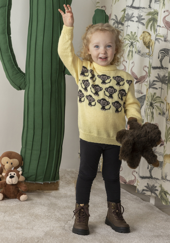 Abekat genser - Viking Design 2401-9 Kit - 1 - 12 år - Viking Baby ull, fra Viking