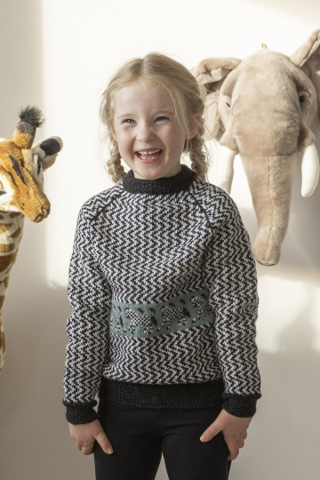 Zebra genser - Viking Design 2401-11 Kit - 1 - 12 år - Viking Baby ull 