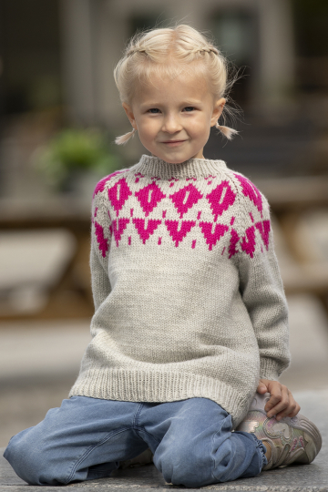 Lyngheia genser - Viking Design 2430-3B Kit - 2 - 12 år - Viking Trend Merino