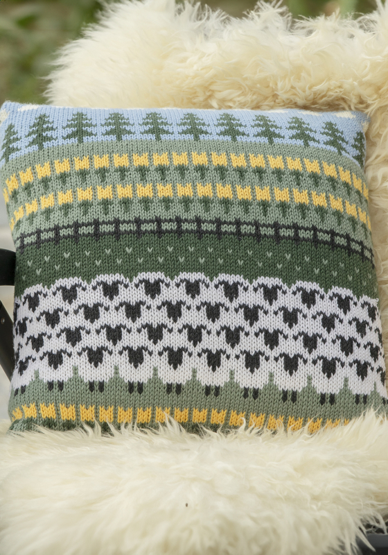 Flokken på ferie pude - Viking Design 2427-17B Kit - 40 x 40 cm - Viking Merino, fra Viking