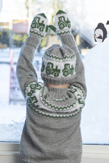 Traktor Hue og vanter - Viking Design 2110-6B Kit - 2 - 12 år - Viking Frøya