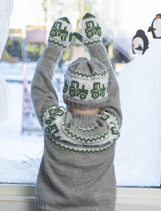 Traktor Hue og vanter - Viking Design 2110-6B Kit - 2 - 12 år - Viking Frøya, fra Viking