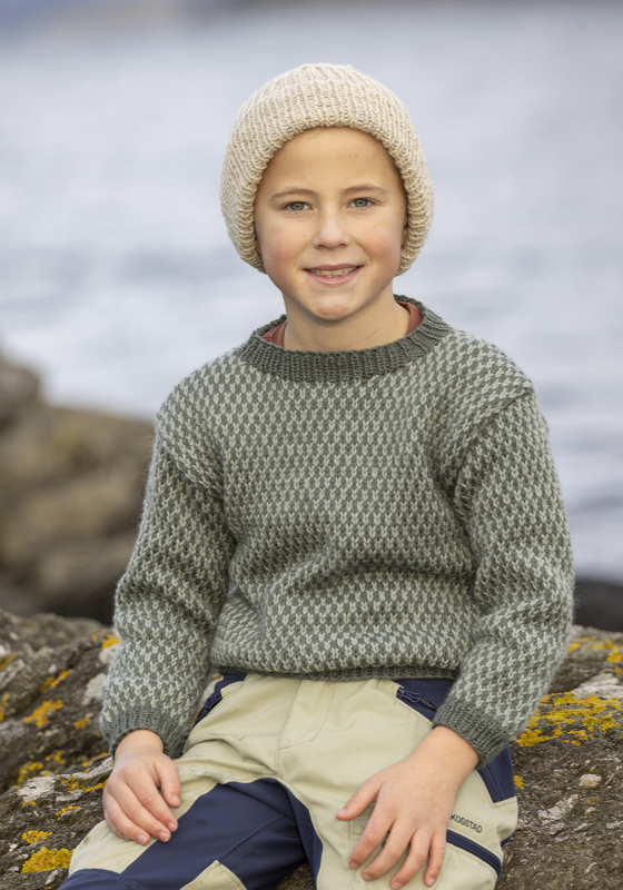 "Himling" Genser - Viking Design 2525-5A Kit - 2-12 År - Viking Eco Highland Wool, fra Viking