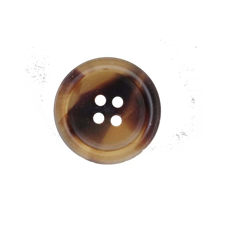 Brun plastikknap med 4 huller, 15 mm