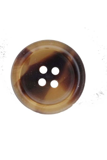 Brun plastikknap med 4 huller, 20 mm