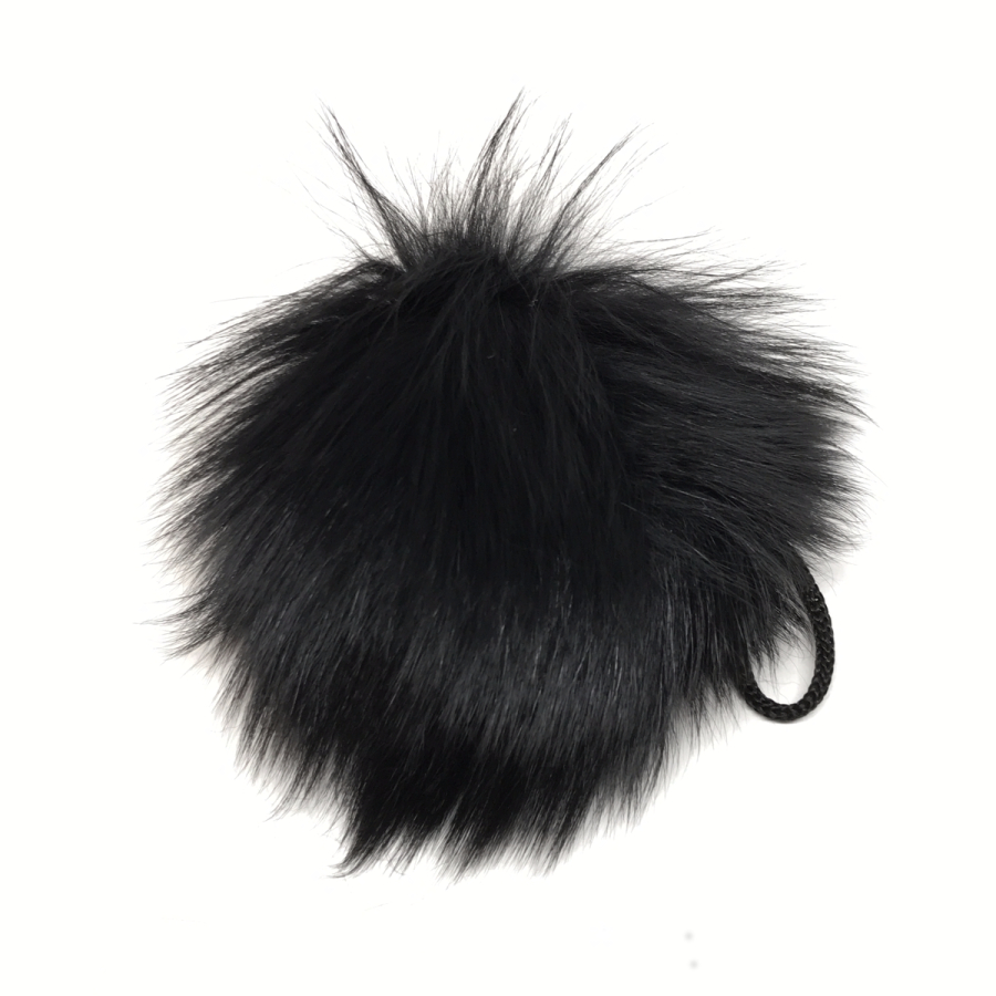 Pompon Pelskvast Kaninhår 60 mm - Sort