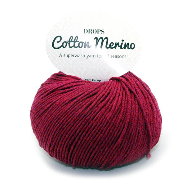 DROPS Cotton Merino Unicolor 07 Vinrød