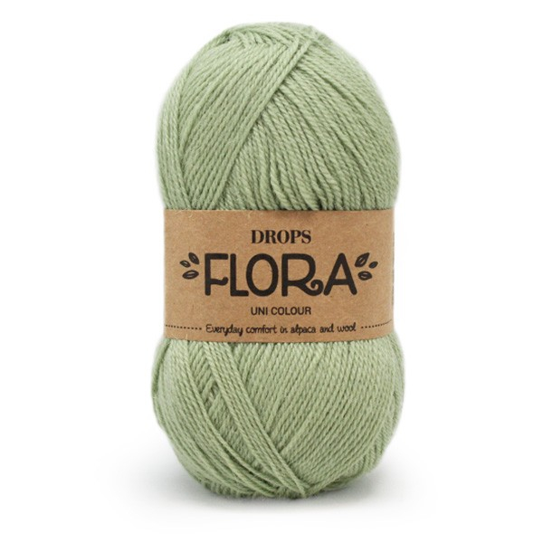 Se DROPS Flora Unicolor 16 Pistacie, Uldgarn/Alpacagarn, fra DROPS Design hos Kukuk.dk