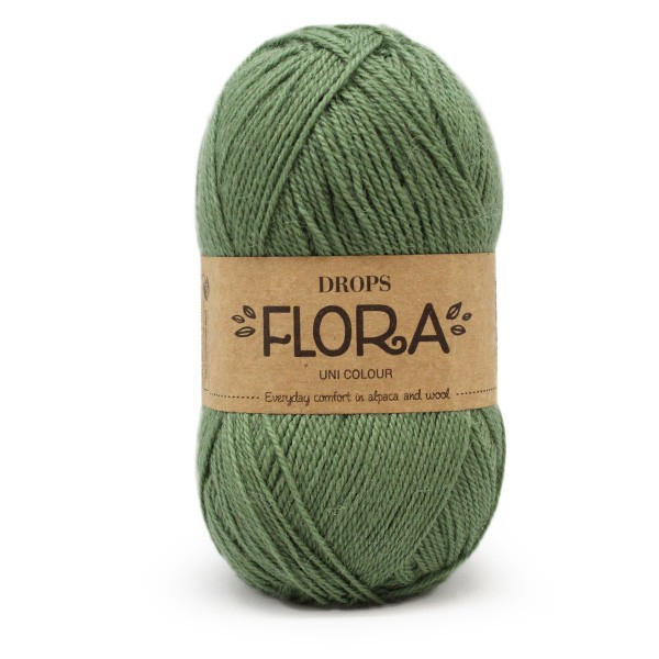 Billede af DROPS Flora Unicolor 15 Grøn, Uldgarn/Alpacagarn, fra DROPS Design