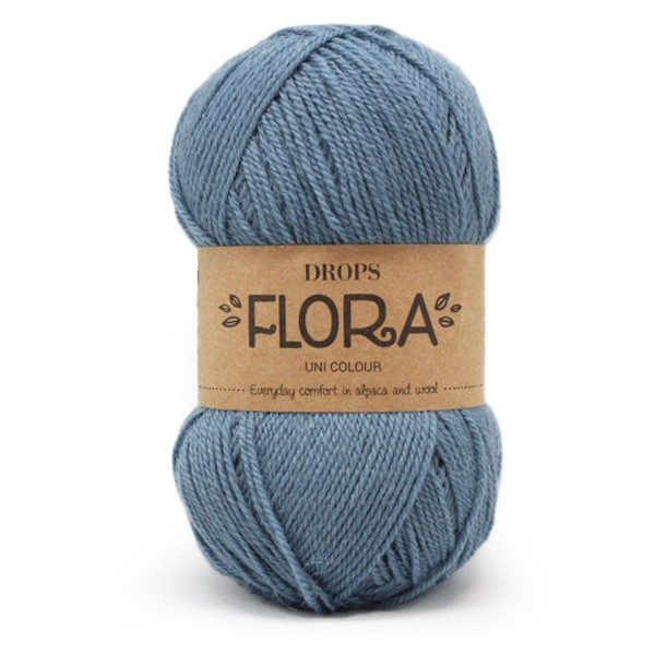 Billede af DROPS Flora Unicolor 13 Jeansblå, Uldgarn/Alpacagarn, fra DROPS Design